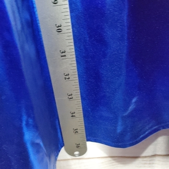 New Metallic Blue Bright Satin Stretch Fit Flare Dress Size Medium - Picture 7 of 10